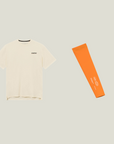 Oncourt Active Lightweight T-Shirt & Arm Sleeve O.White/Orange Bundle